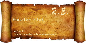 Reszler Elek névjegykártya